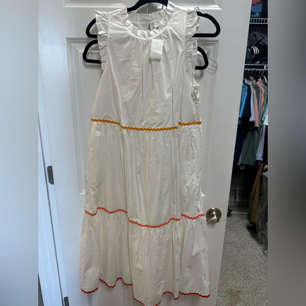 J. Crew - Mercantile MIDI-Length White dress. Size 8. NWT